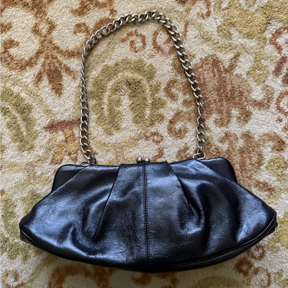 NWOT Brand New Black Leather Hobo Shoulder Handbag with Chain Strap - Picture 1 of 2